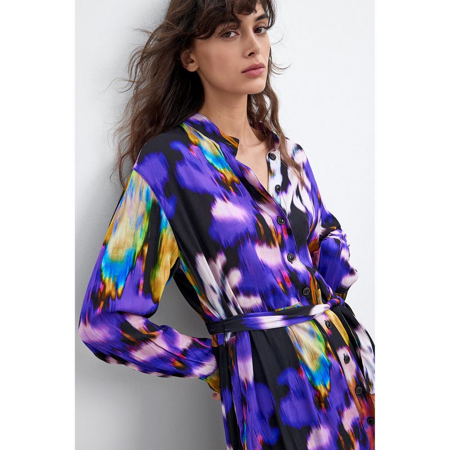 Desigual Vestito camicia a maniche lunghe stampato  