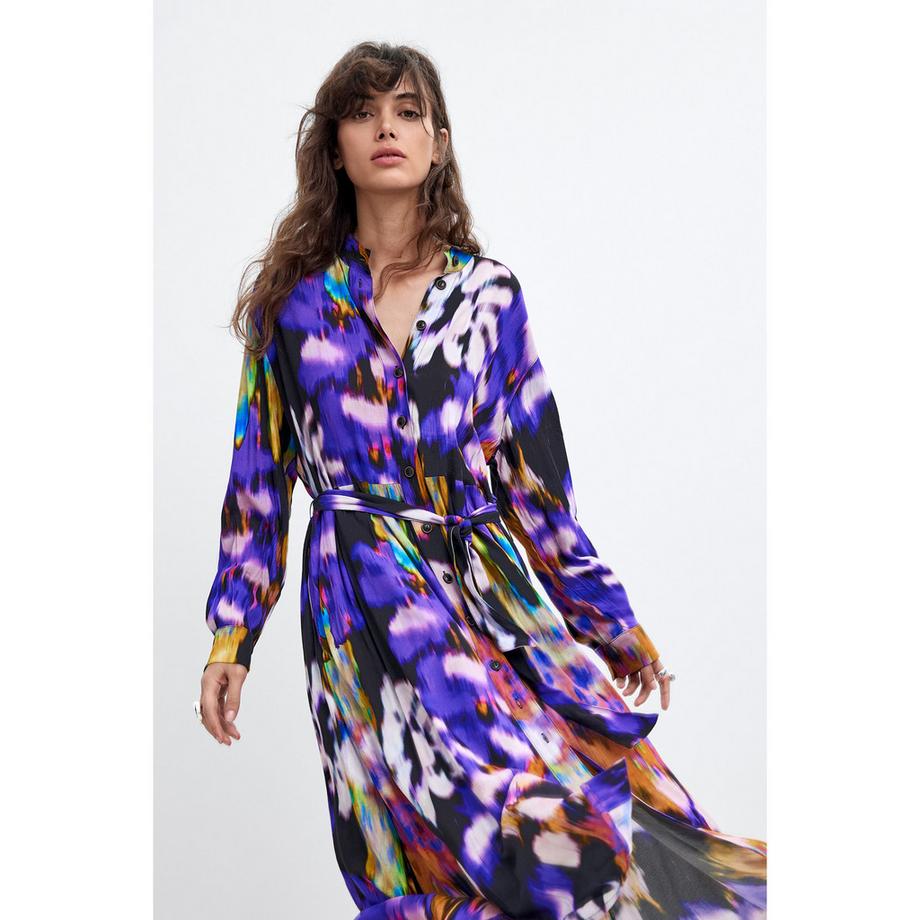 Desigual Vestito camicia a maniche lunghe stampato  
