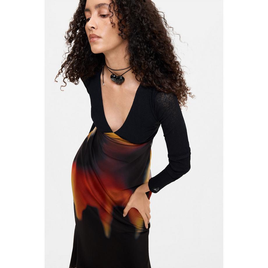 Desigual Flammenmuster Langarmkleid  