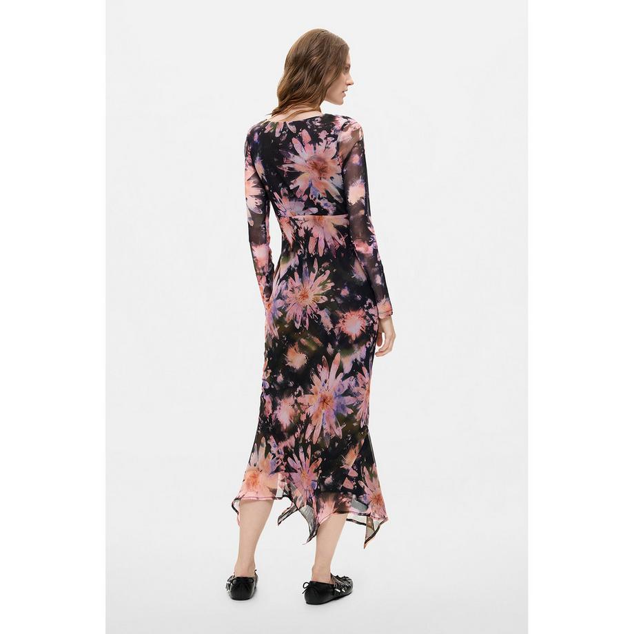 Desigual Blumendruck Kleid mit langen Ärmeln  