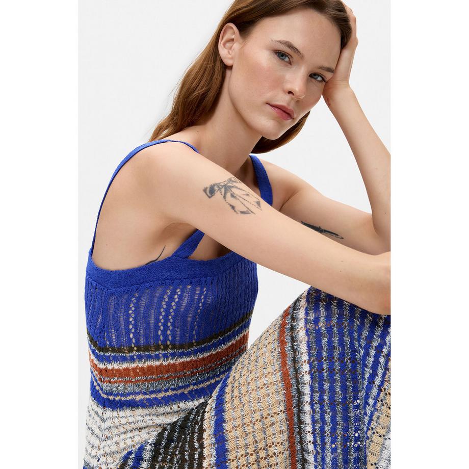 Desigual Gestreiftes Strick Maxikleid  