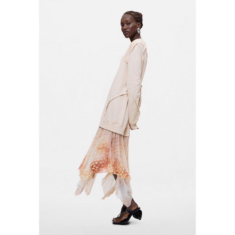 Desigual Kleid mit asymmetrischem Saum und gerüschtem Rock  