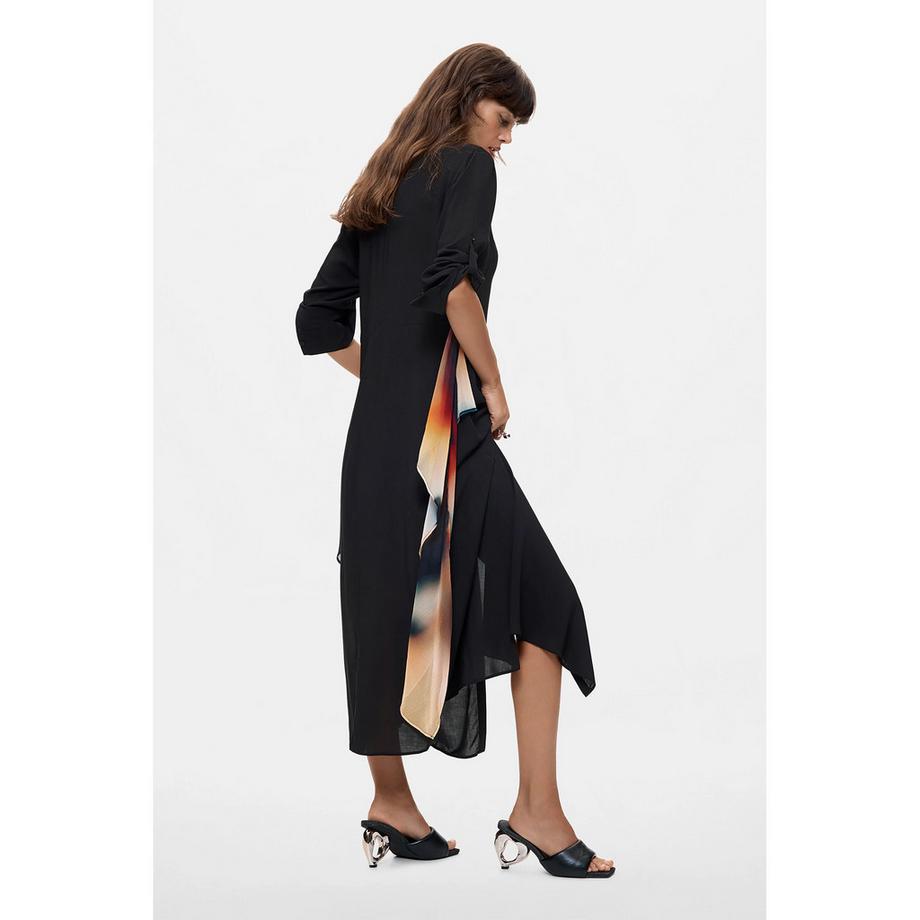 Desigual Robe chemise à ourlet asymétrique et écharpe amovible  