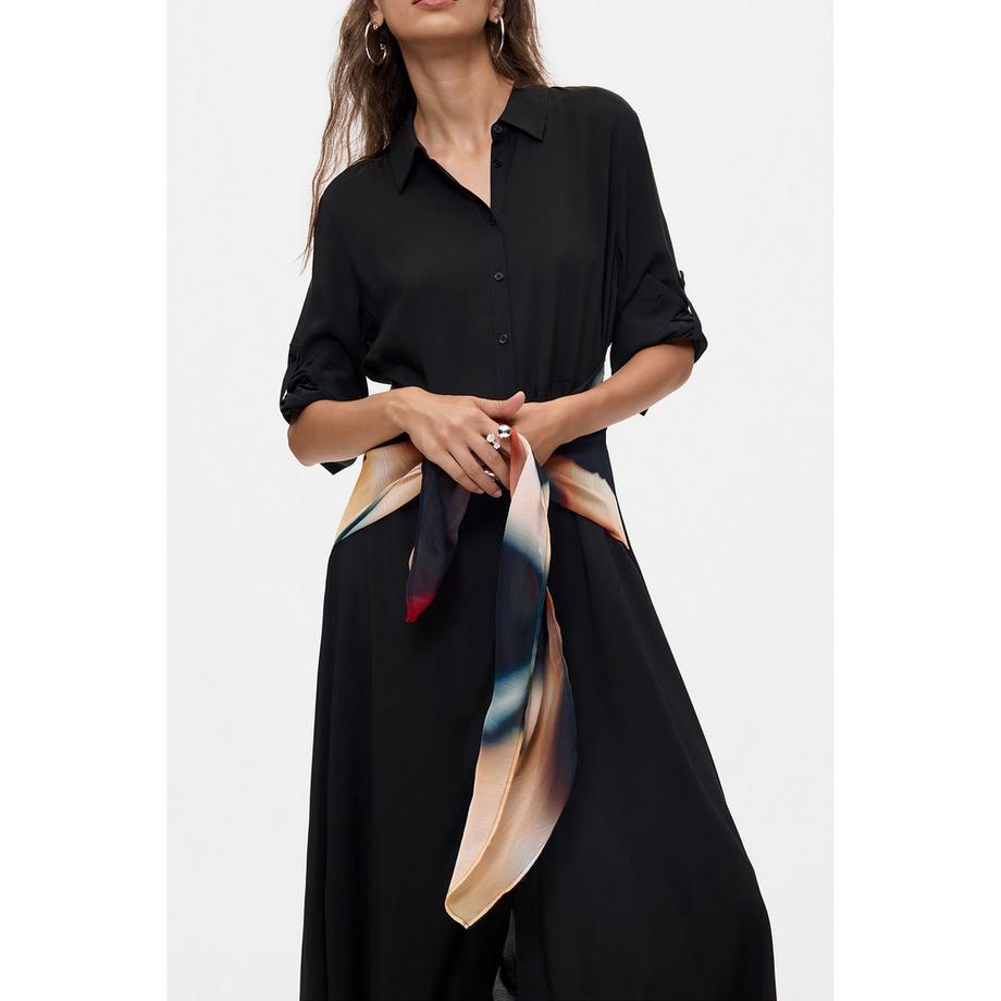 Desigual Robe chemise à ourlet asymétrique et écharpe amovible  