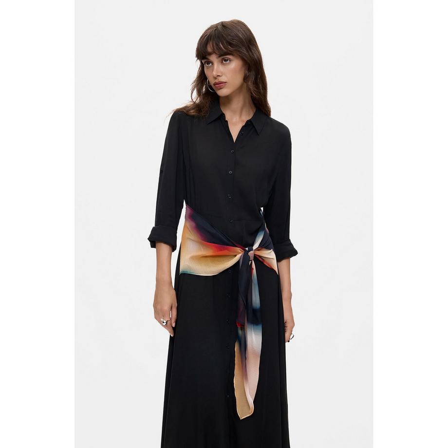 Desigual Robe chemise à ourlet asymétrique et écharpe amovible  