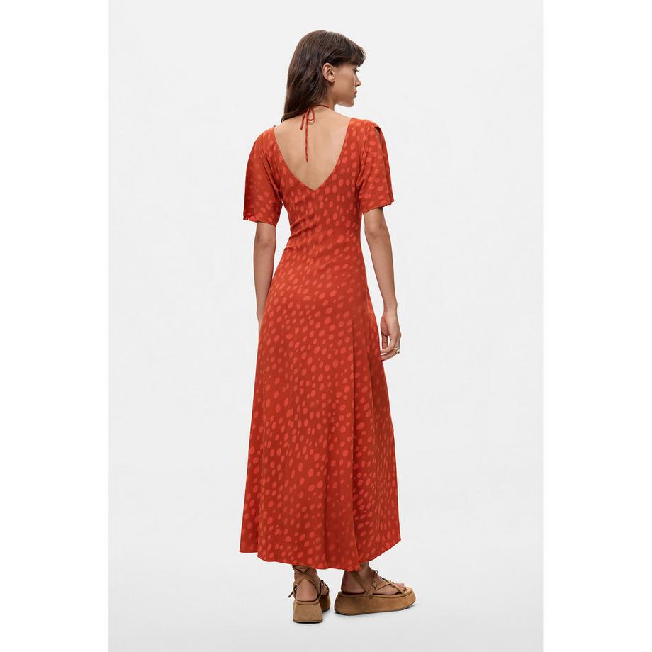 Desigual Robe mi-longue à pois avec devant froncé  