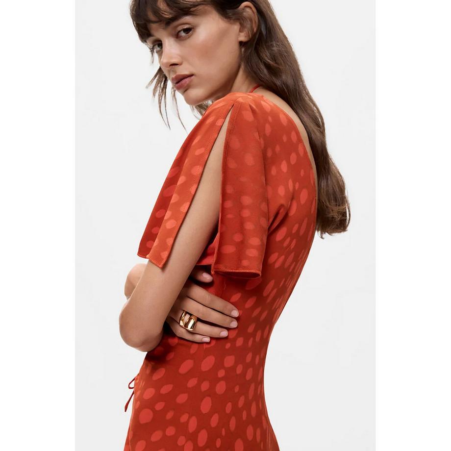 Desigual Robe mi-longue à pois avec devant froncé  