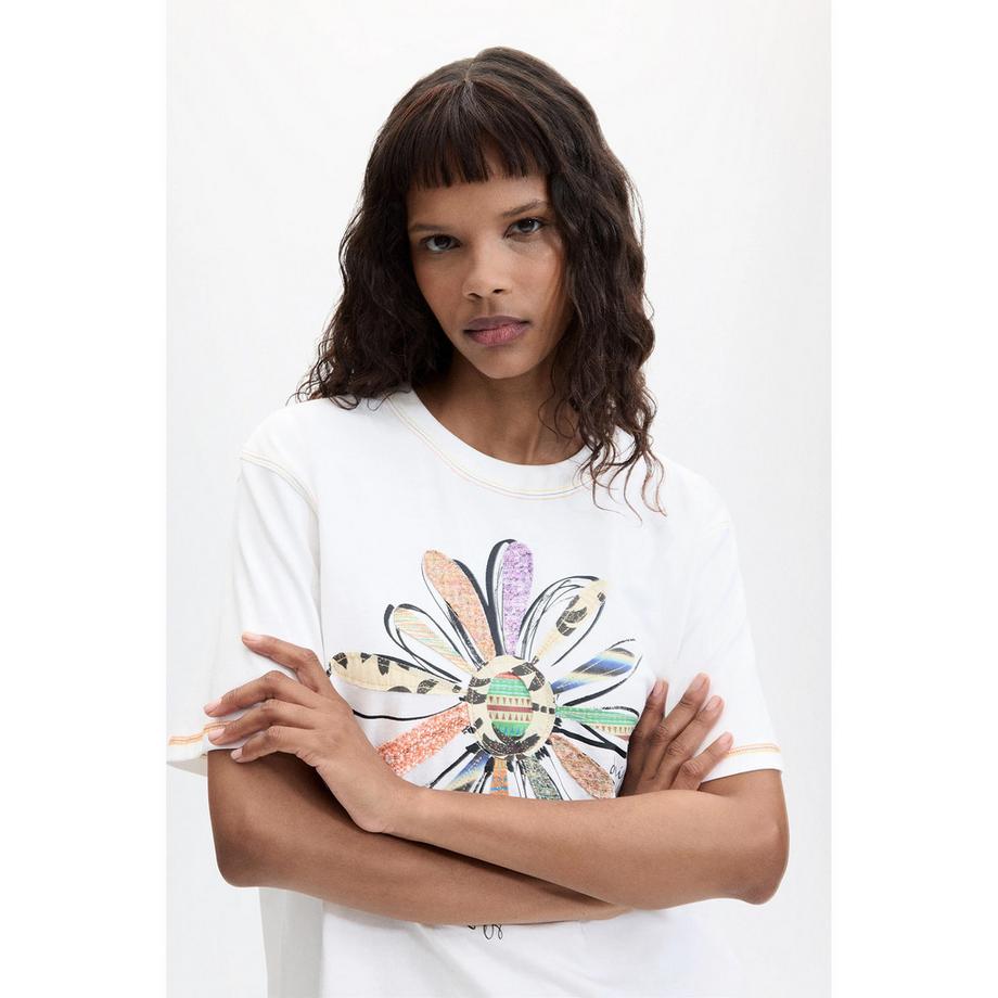 Desigual T-Shirt a Maniche Corte Stampa Floreale  
