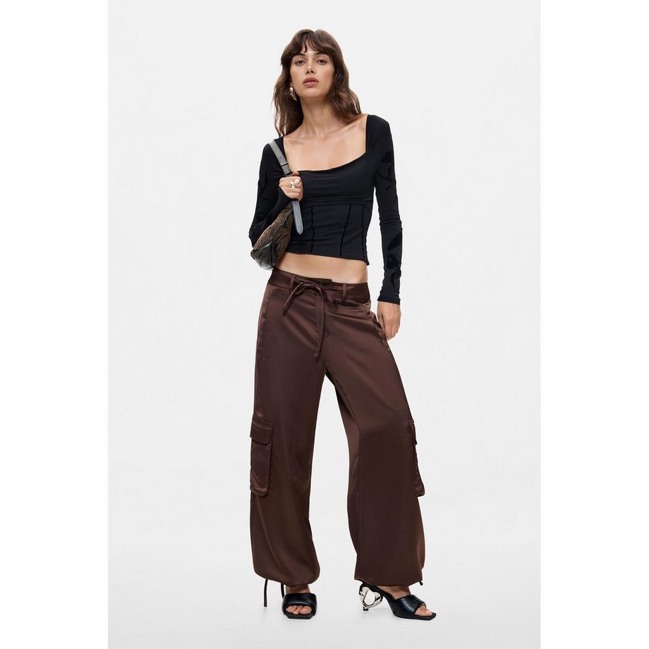 Desigual Pantalon cargo ample avec broderie  