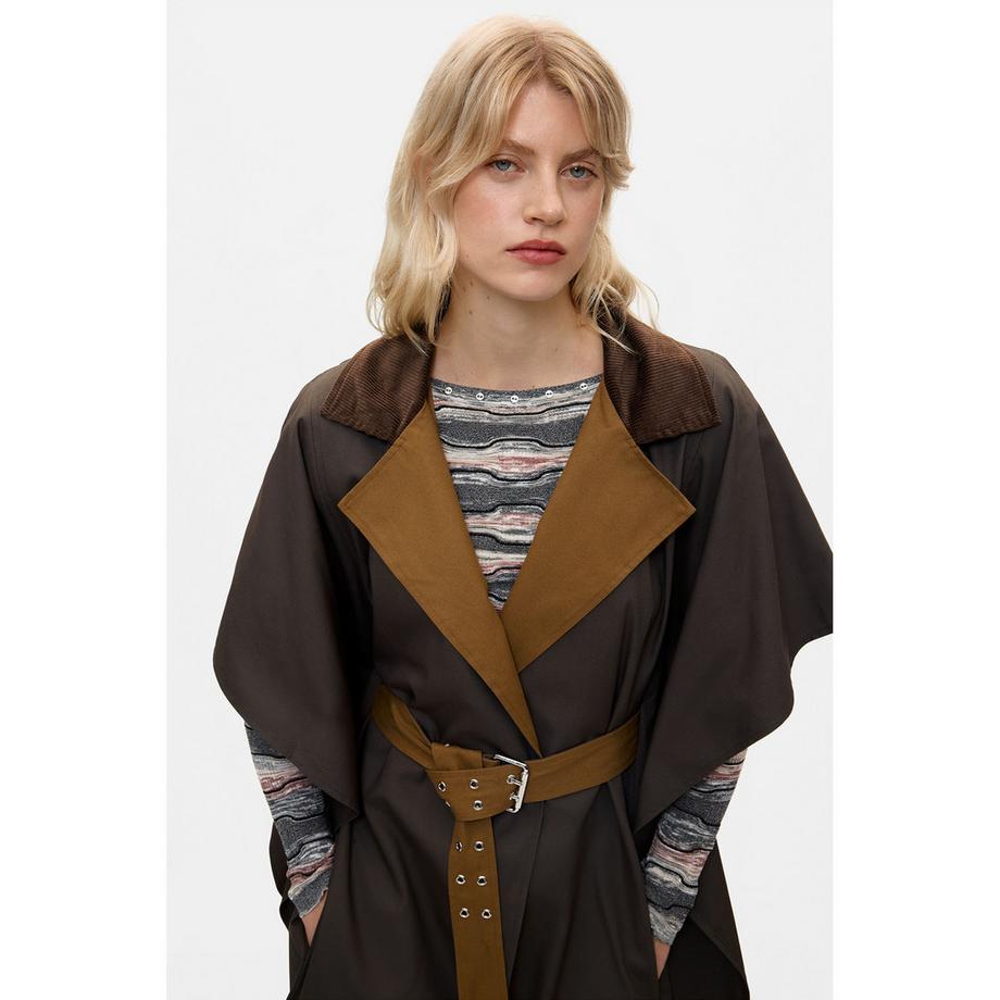 Desigual Poncho blocs de couleur avec ceinture  