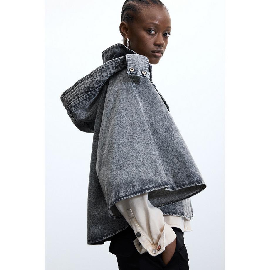 Desigual Poncho en Denim avec Capuche  