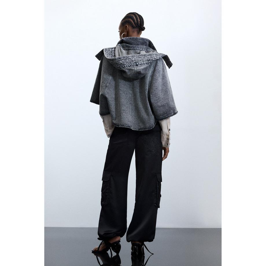 Desigual Poncho en Denim avec Capuche  