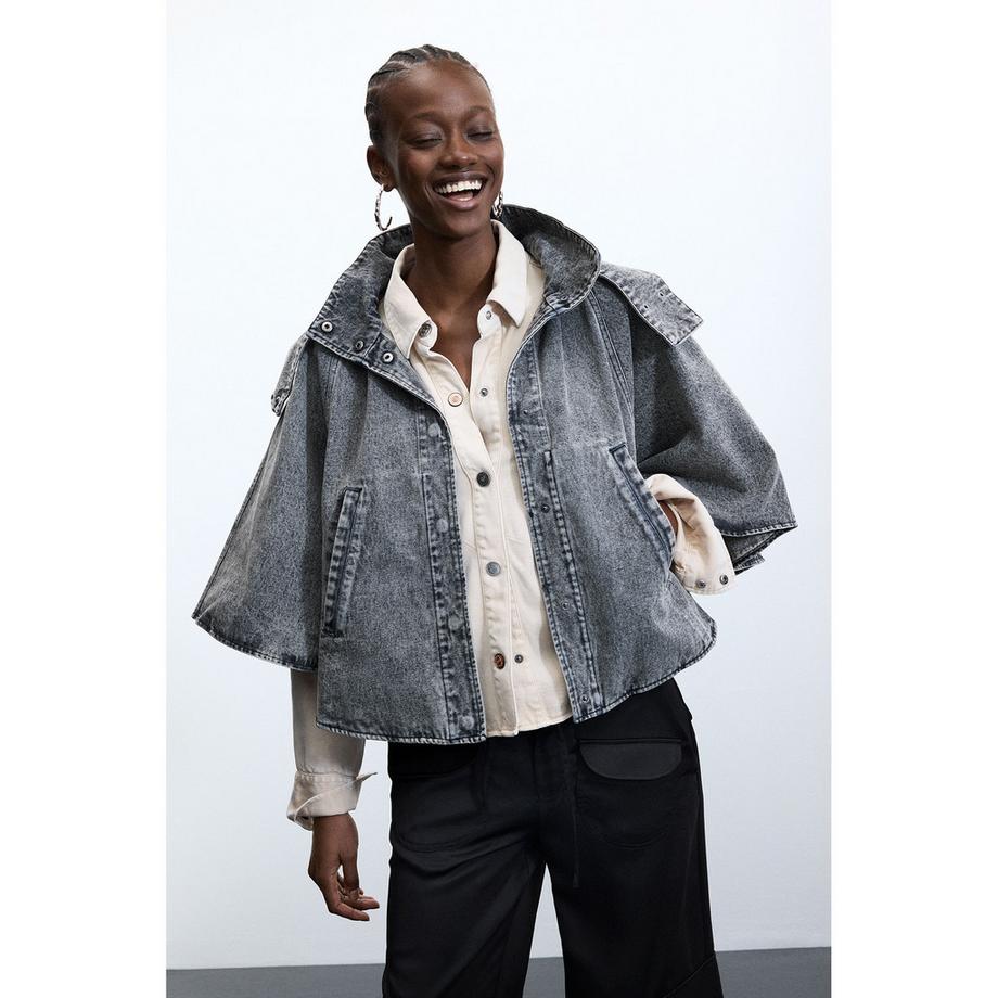 Desigual Poncho en Denim avec Capuche  