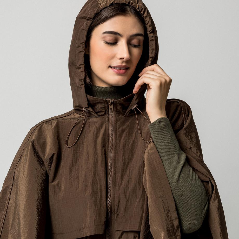 Desigual Poncho à capuche avec cordon de serrage  