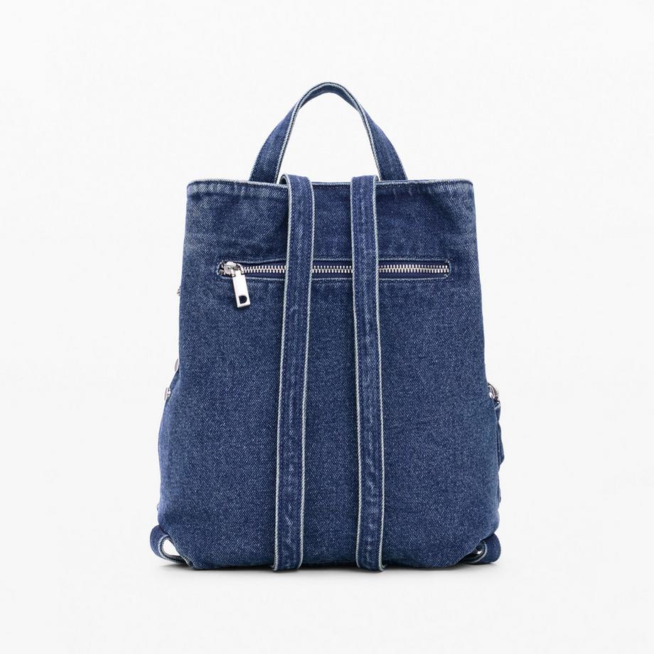 Desigual Sac à dos en denim avec rivets et fermetures éclair  