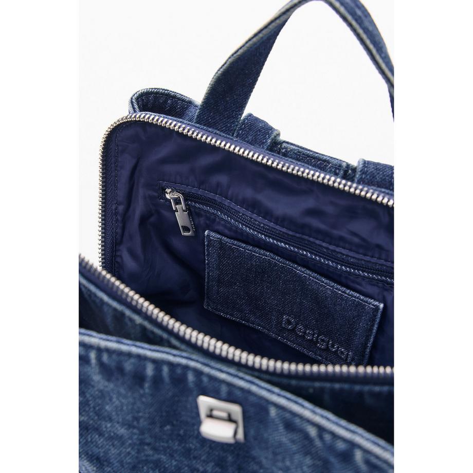 Desigual Sac à dos en denim avec rivets et fermetures éclair  