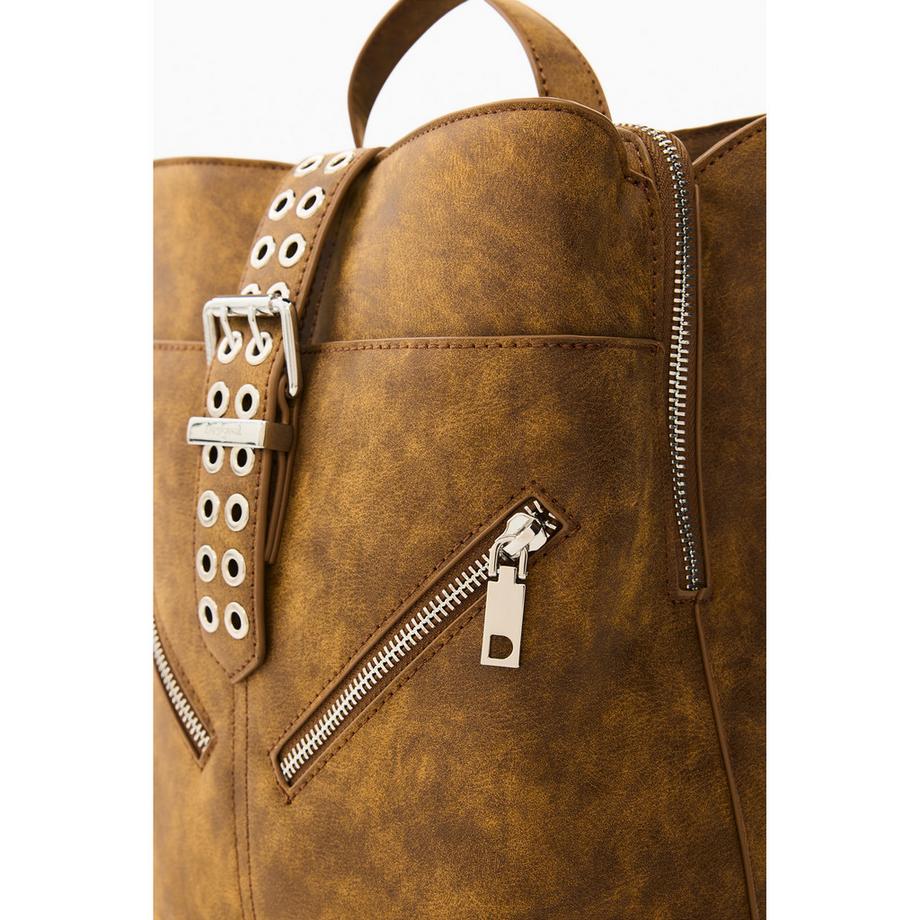 Desigual Rucksack mit Schnallengurt und diagonalen Reissverschlüssen  