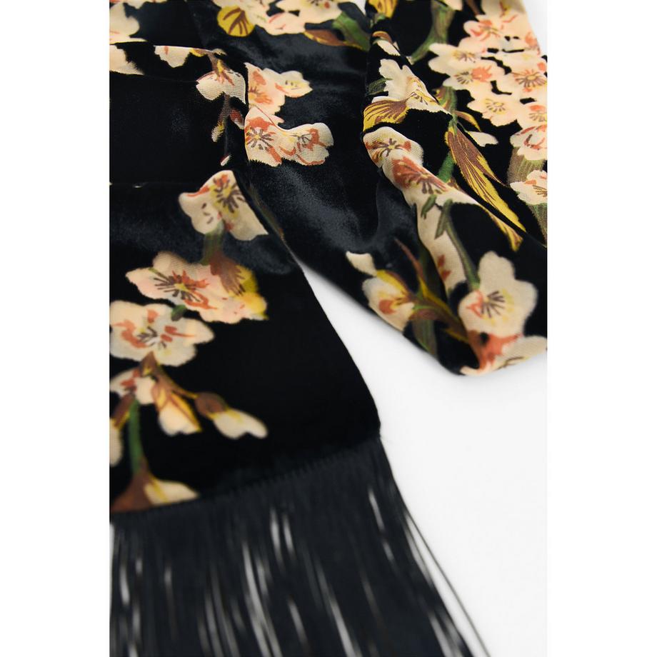 Desigual Foulard a Stampa Floreale con Frange  