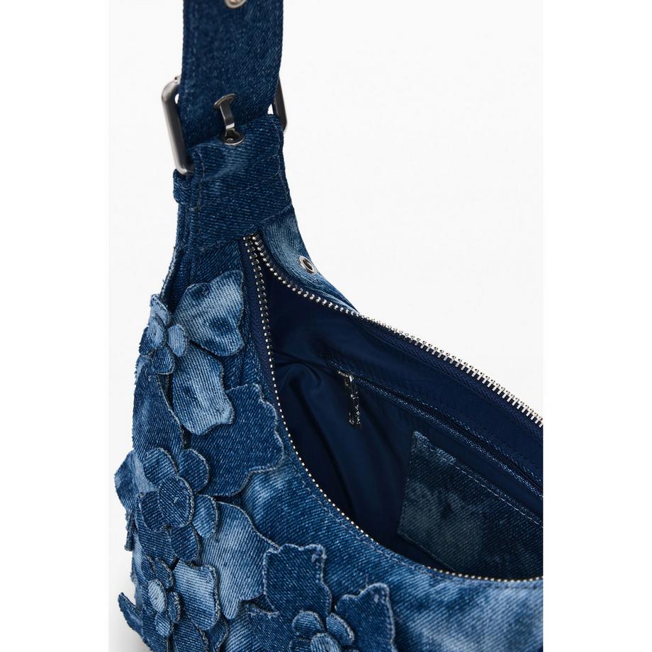 Desigual Sac à bandoulière en jean avec appliqués floraux  