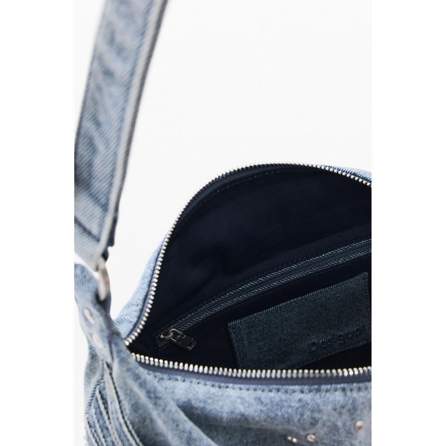 Desigual Denim Schultertasche mit Nieten  