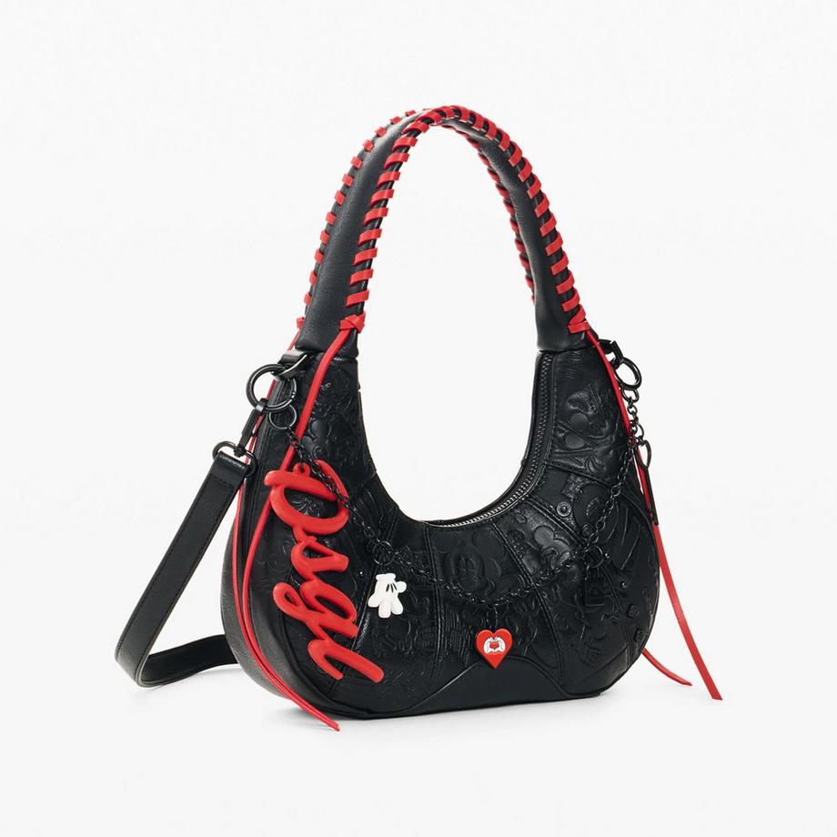 Desigual Mickey Mouse geprägte Hobo-Tasche mit roten Akzenten  