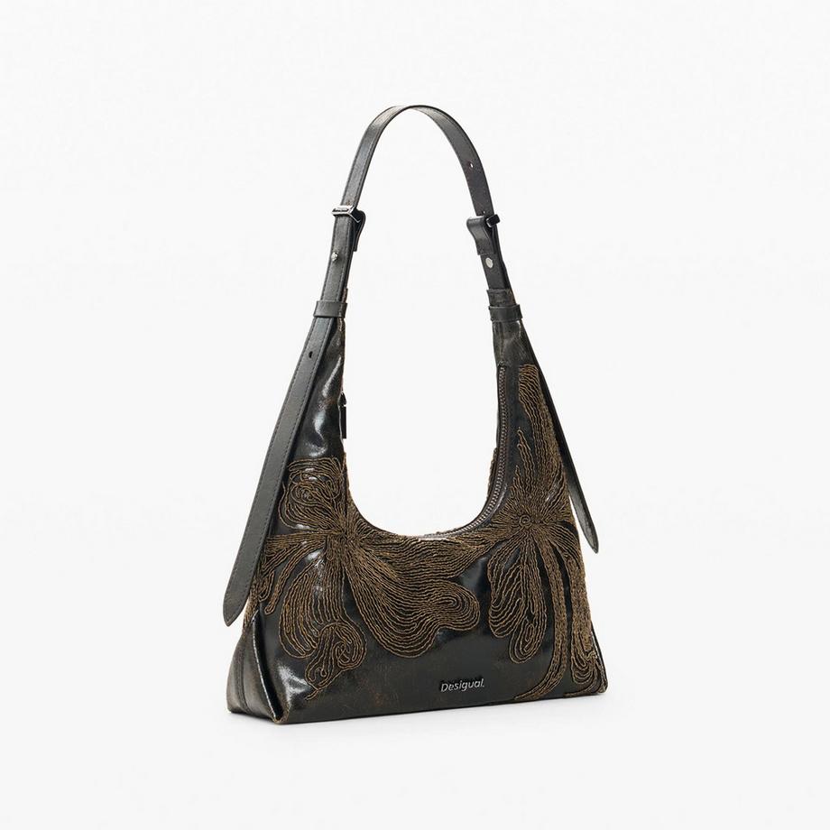 Desigual Bestickte Hobo Tasche mit Blumenmuster  