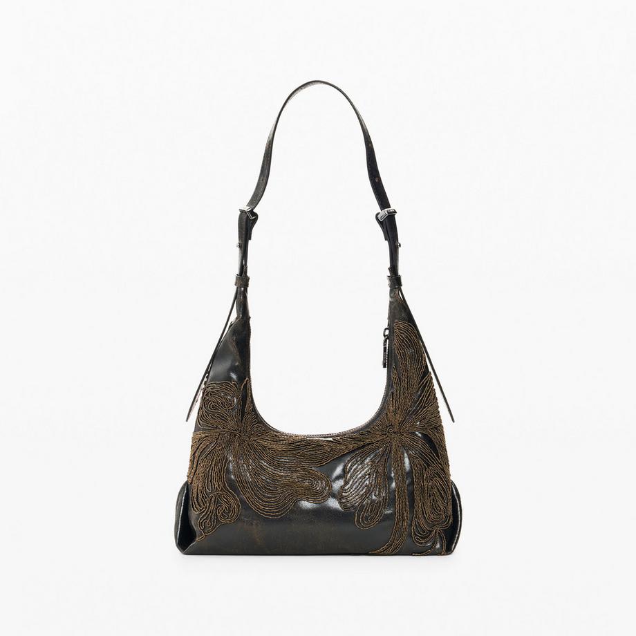 Desigual Bestickte Hobo Tasche mit Blumenmuster  