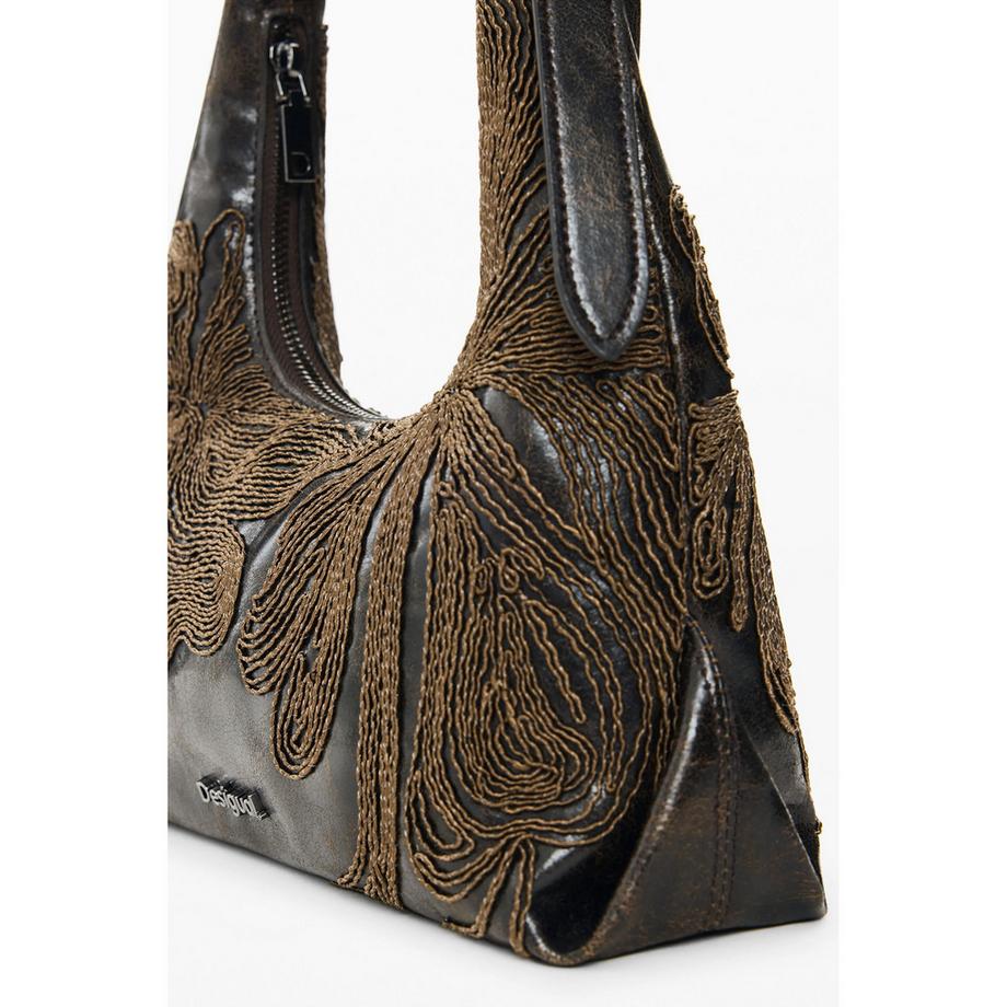Desigual Bestickte Hobo Tasche mit Blumenmuster  