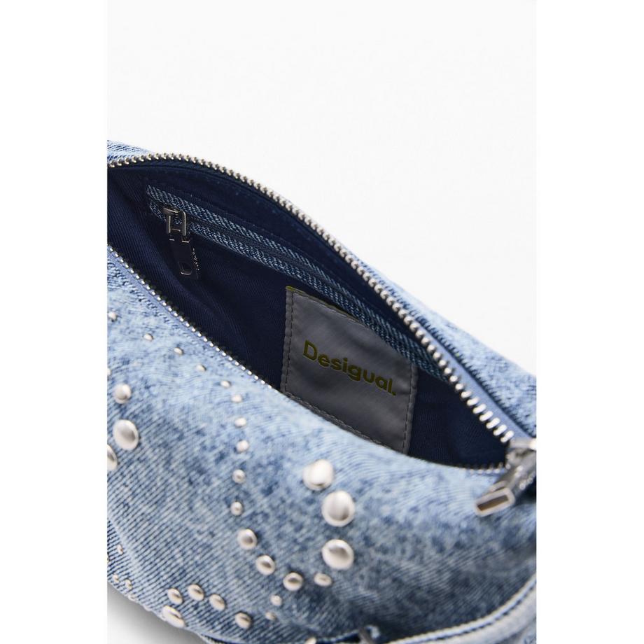 Desigual Denim Umhängetasche mit Nieten und Anhängern  