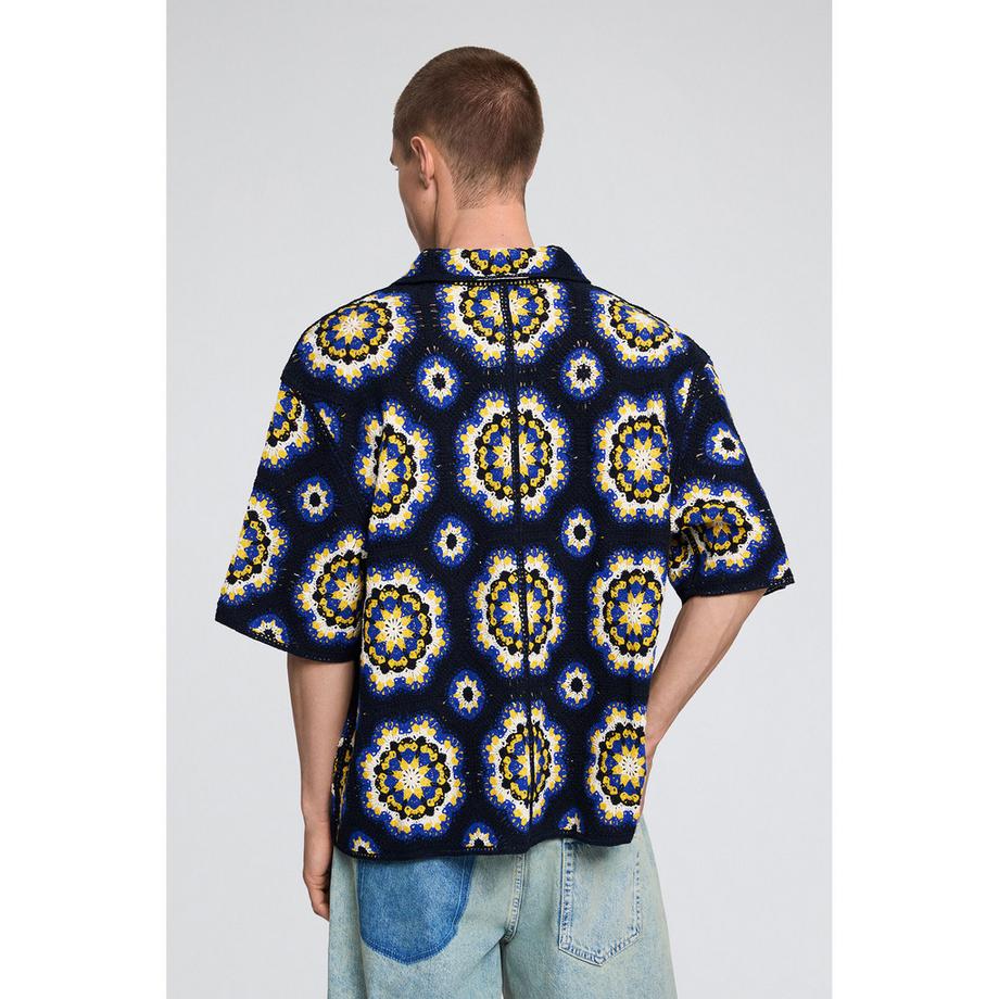 Desigual Camicia a Maniche Corte all'Uncinetto  