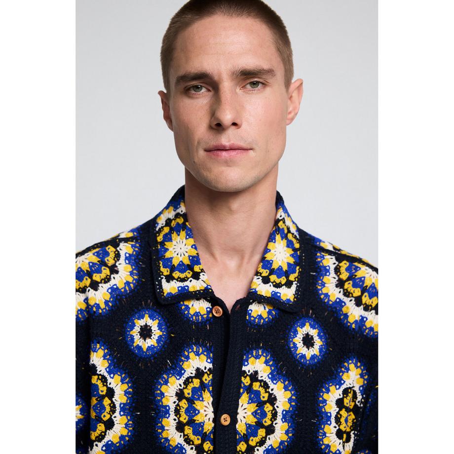 Desigual Camicia a Maniche Corte all'Uncinetto  