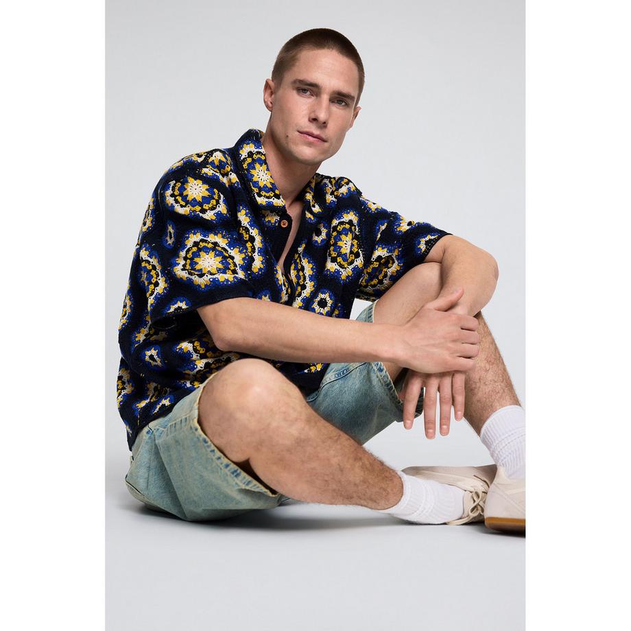 Desigual Camicia a Maniche Corte all'Uncinetto  
