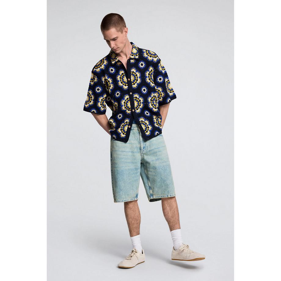 Desigual Camicia a Maniche Corte all'Uncinetto  