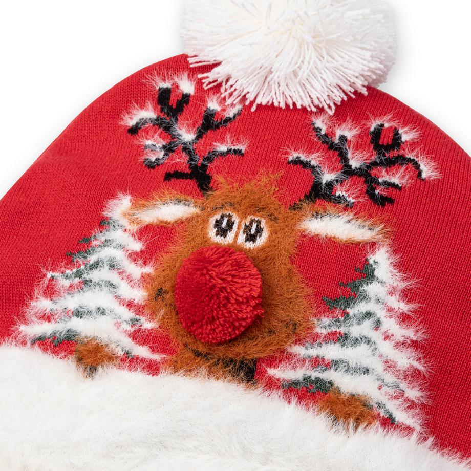 Manor Man Bonnet à motif renne avec pompon  