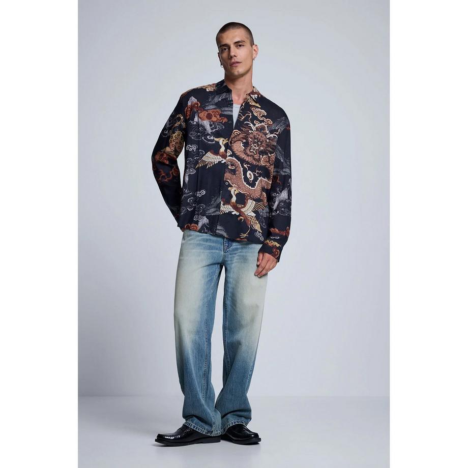 Desigual Drachenmuster Langarmhemd  