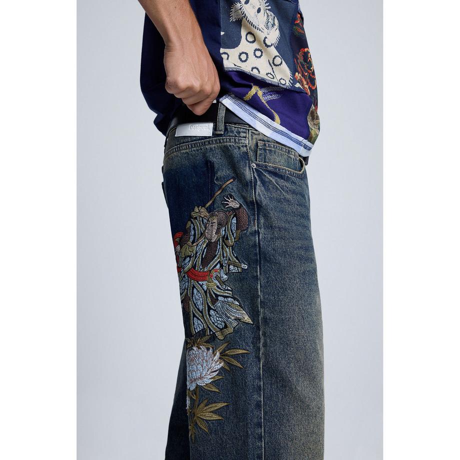 Desigual Bestickte Weitbeinige Jeans  