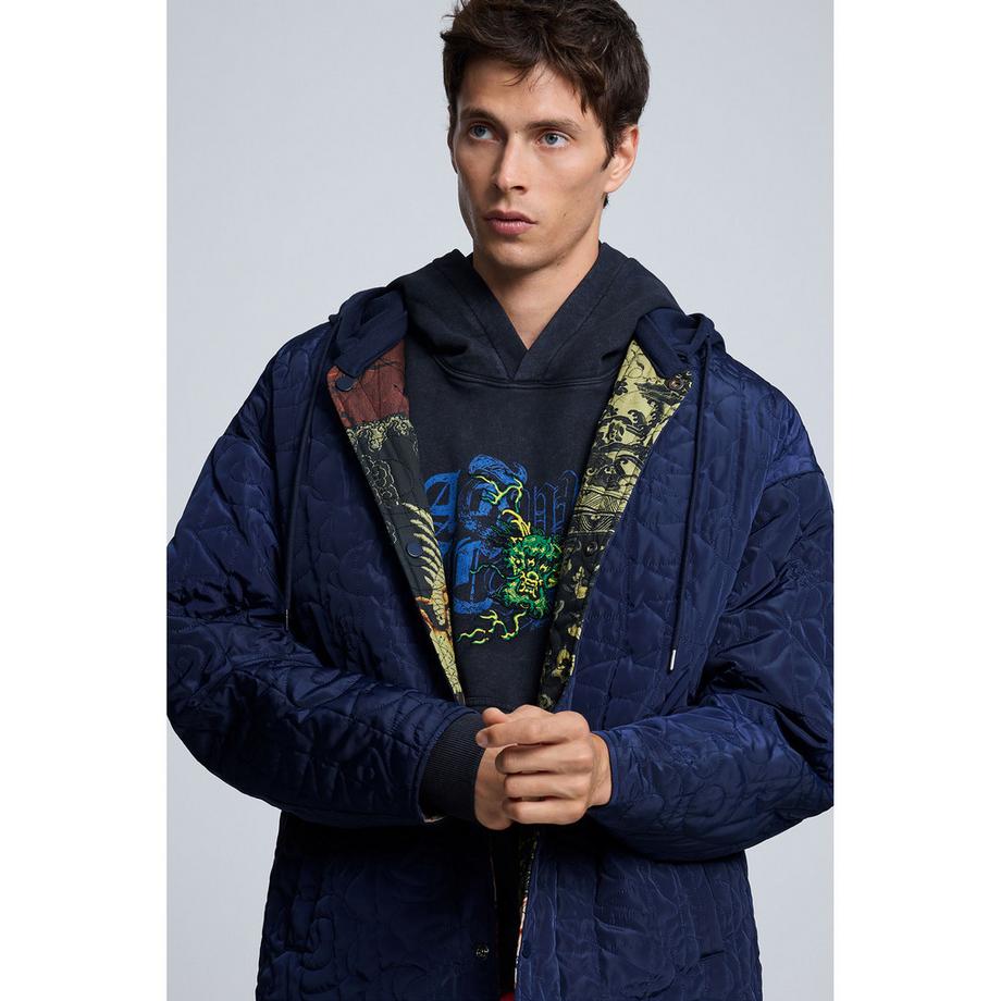 Desigual Giacca imbottita con cappuccio e stampa grafica  