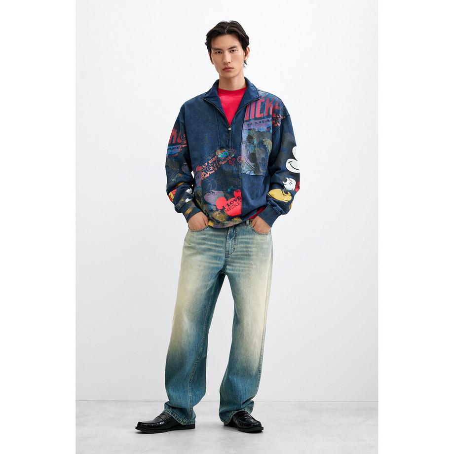 Desigual Mickey Mouse Print Halbreissverschluss Sweatshirt  