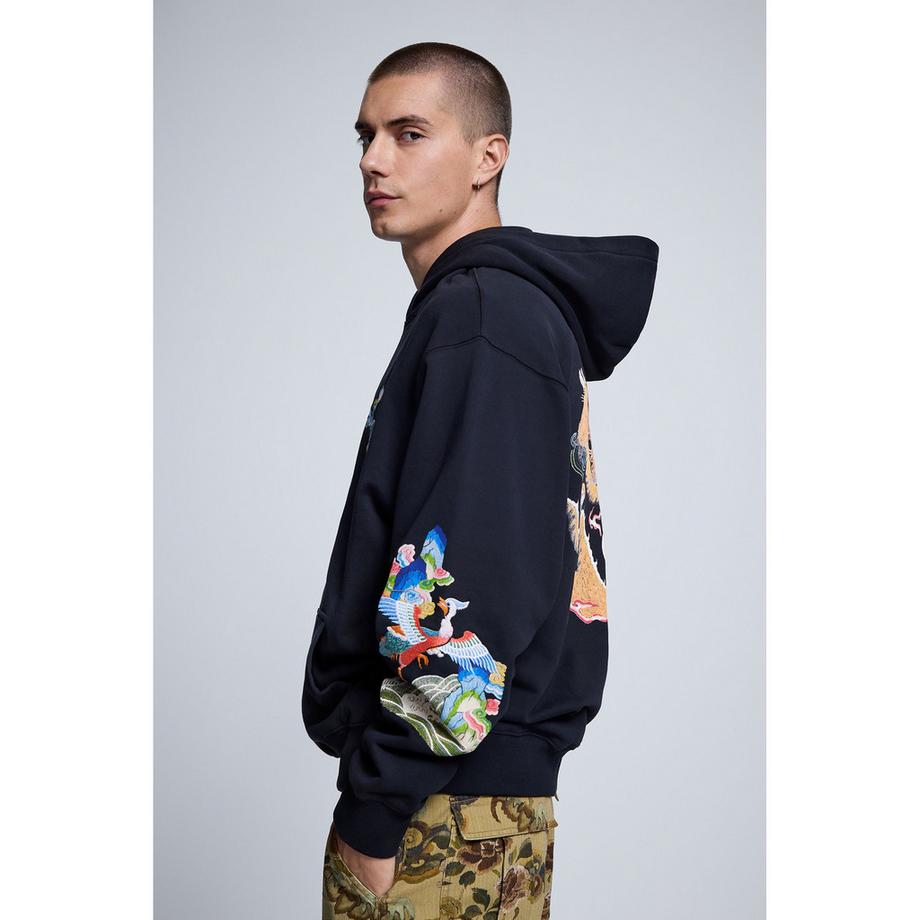 Desigual Felpa con cappuccio ricamata  