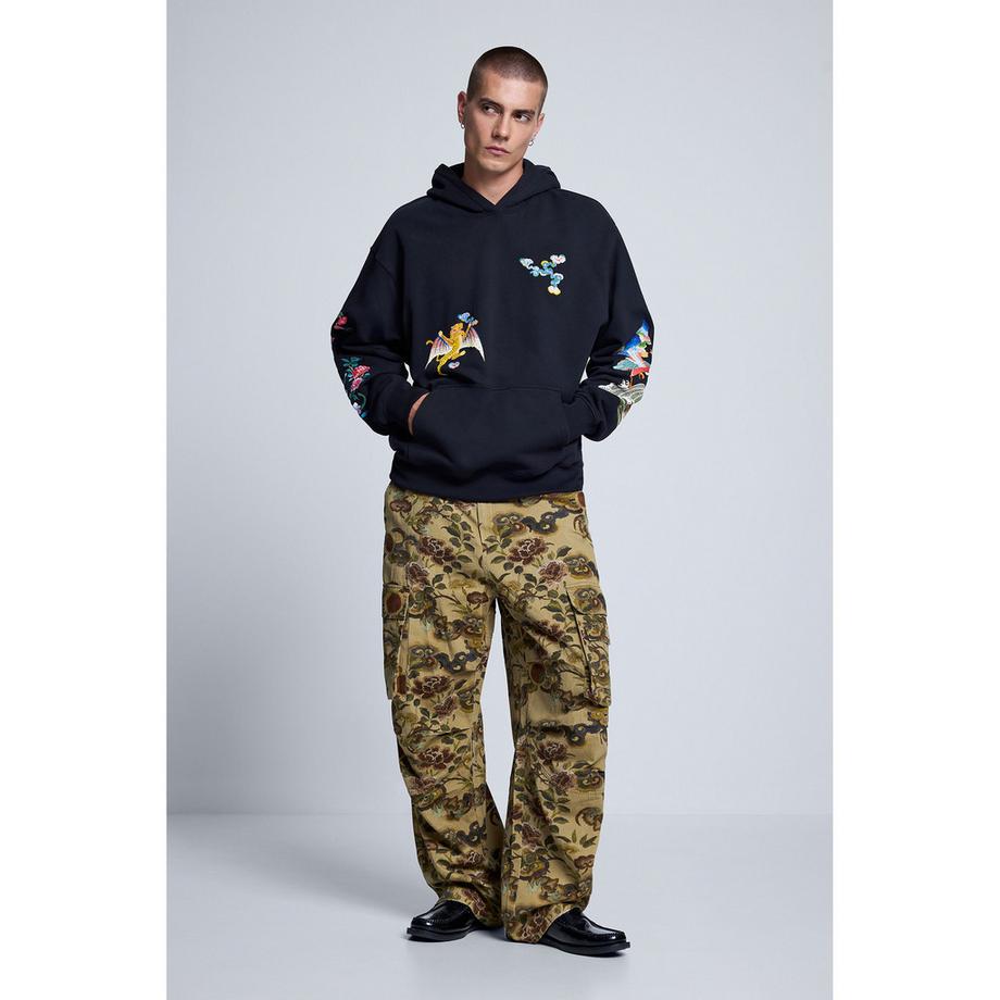 Desigual Felpa con cappuccio ricamata  