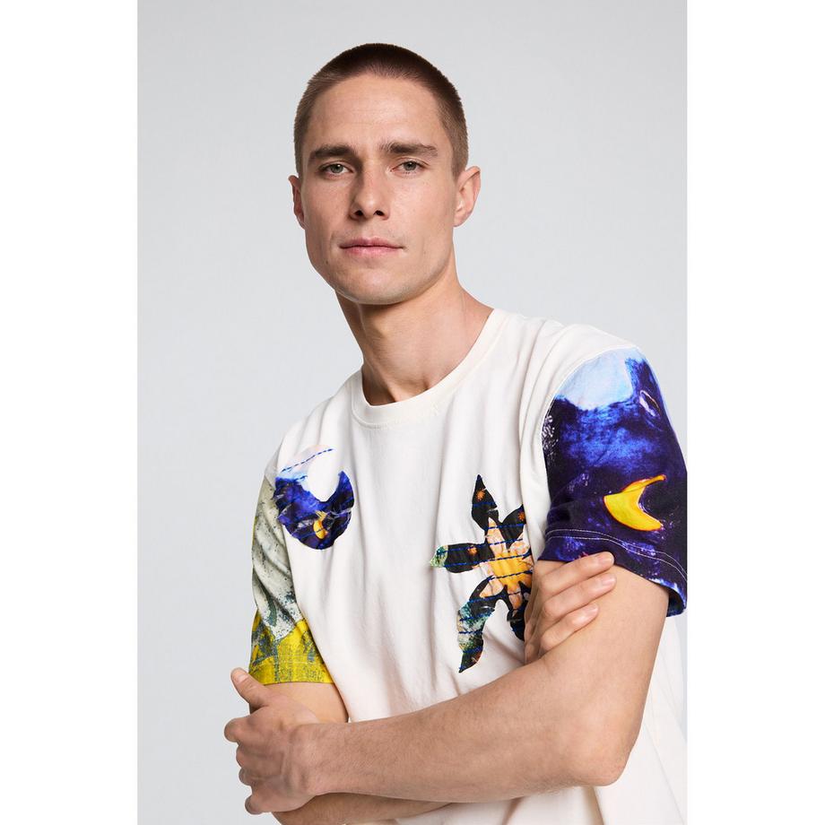 Desigual T-Shirt a Maniche Corte Girocollo con Stampa Grafica  