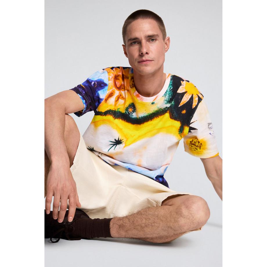 Desigual T-shirt stampa astratta maniche corte  