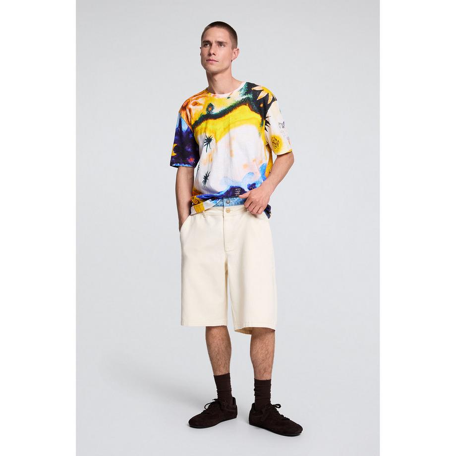 Desigual T-shirt stampa astratta maniche corte  