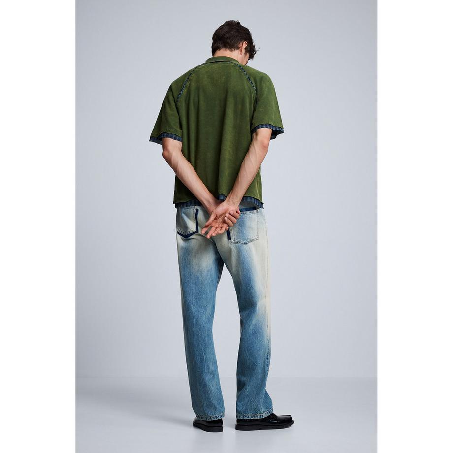 Desigual T-shirt collo polo con mezza cerniera  