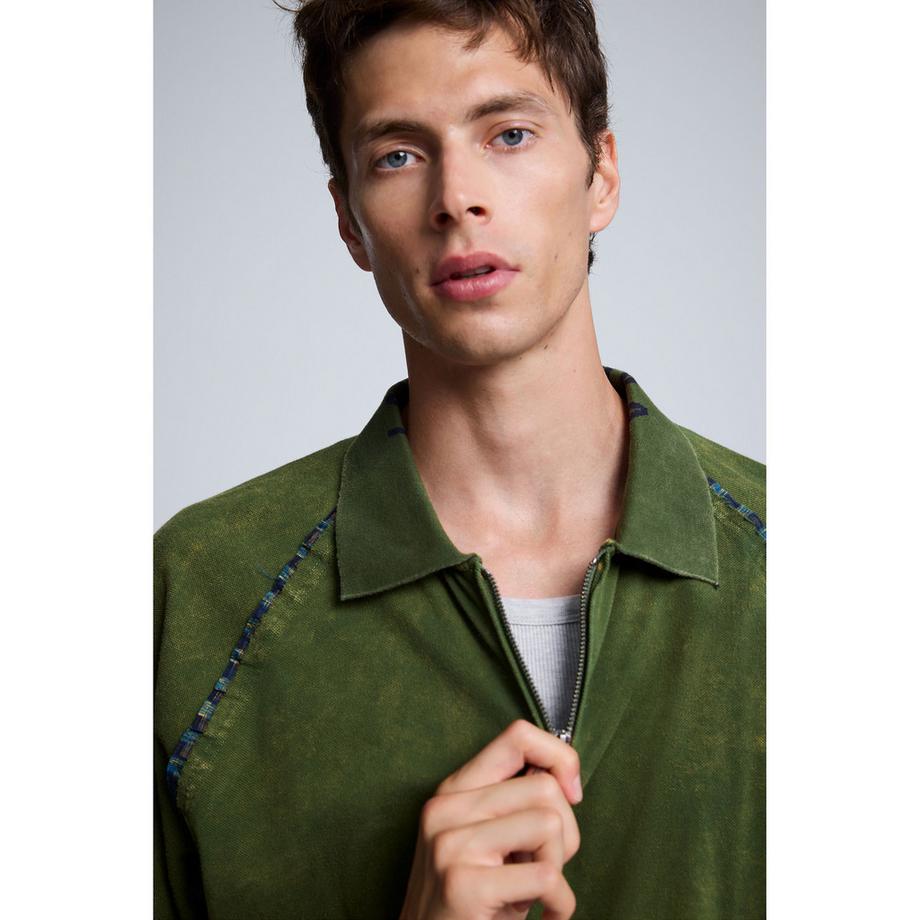 Desigual T-shirt collo polo con mezza cerniera  