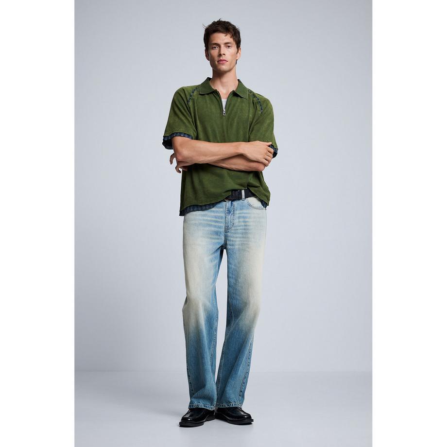 Desigual T-shirt collo polo con mezza cerniera  