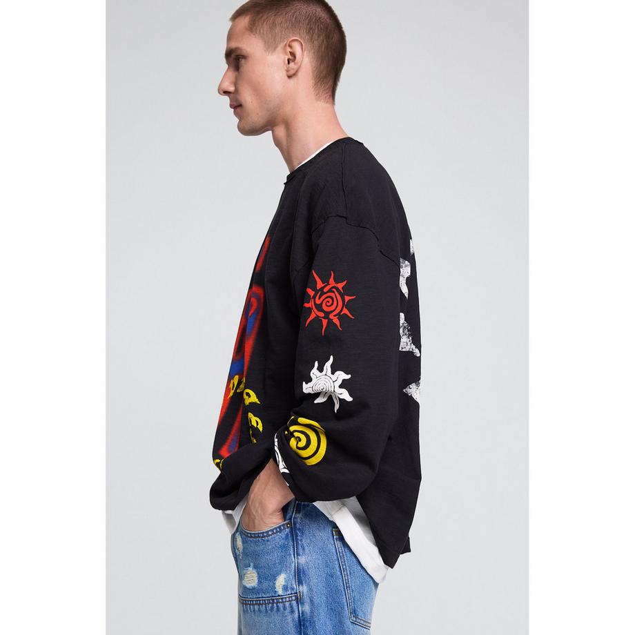 Desigual T-shirt a maniche lunghe con stampa grafica  