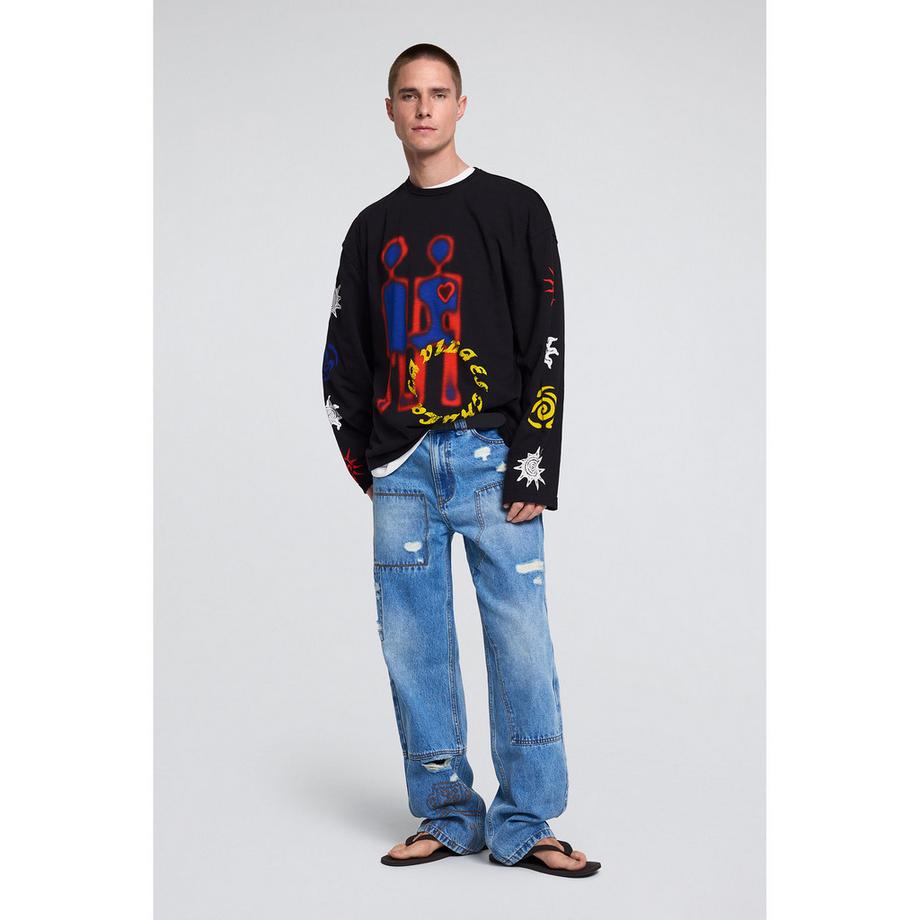 Desigual T-shirt a maniche lunghe con stampa grafica  