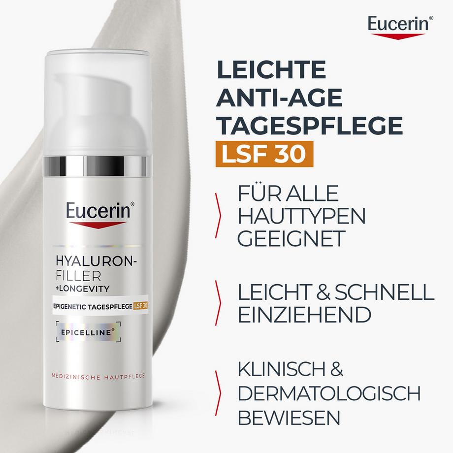 Eucerin  Hyaluron-Filler + Longevity Soin de Jour Épigénétique SPF30  
