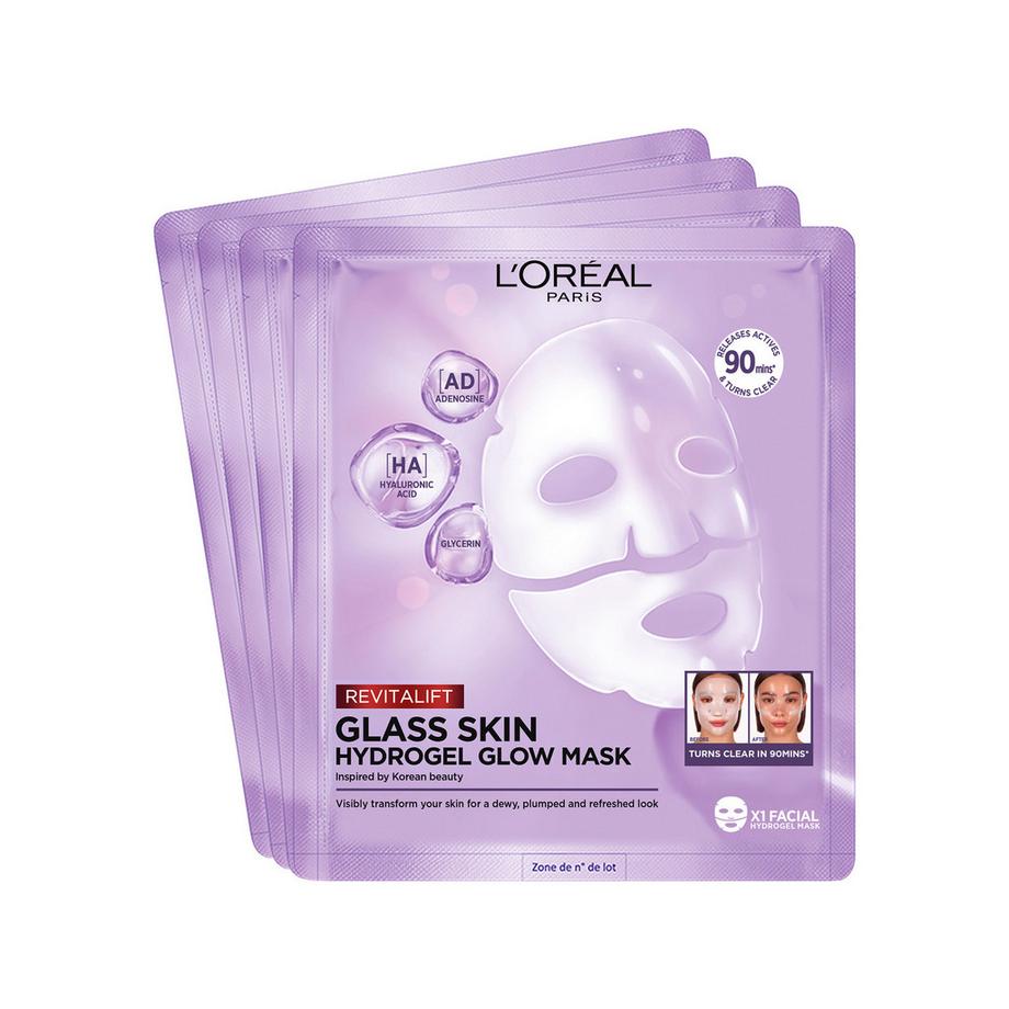 Revitalift Filler Glass Skin Hydrogel Glow Mask 4er Box